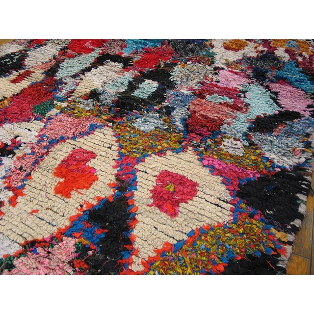 Mid 20th Century Antique / Vintage Mid Century Bold Tribal Colorful Moroccan Boucherouitte Hallway Runner Wool and Rag North African Area Rug For Sale - Image 5 of 5