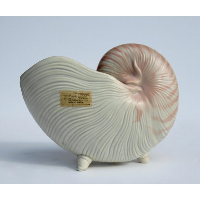 Nautical Vintage C1970's Fitz & Floyd Footed Porcelain Ceramic Nautlius Decorative Planter, Accent Piece For Sale - Image 3 of 13
