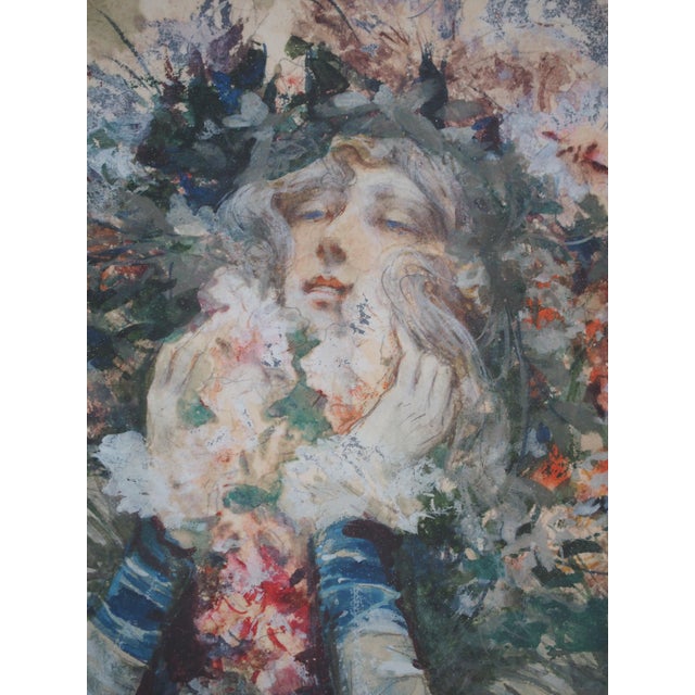 Sarah Bernhardt in the Lady of the Camellias Watercolor by Georges Clairin, 1903, in Good conditions. Designed 1890 to 1919