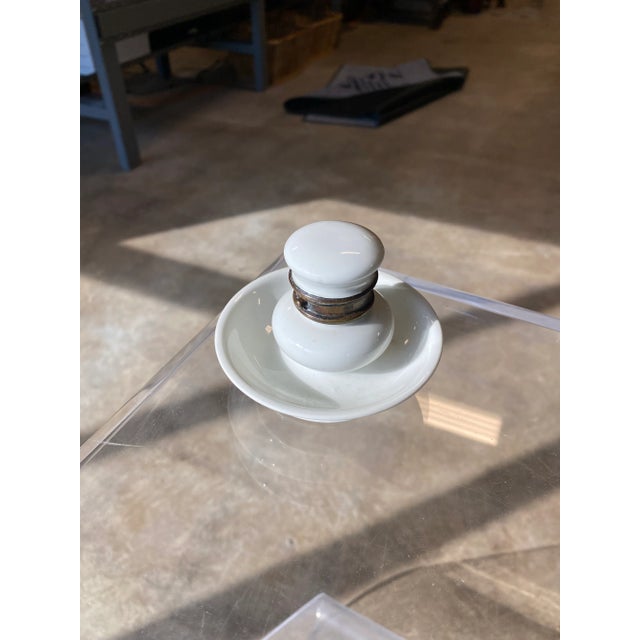Early 20th Century English Porcelain Push Button Inkwell For Sale - Image 10 of 11
