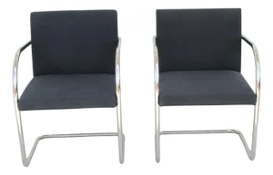 Brno Black Fabric Tubular Dining Chairs By Knoll, Set of 2