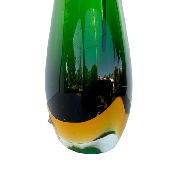 Glass Vintage Murano Sommerso Formia Art Glass Vase — Green For Sale - Image 7 of 10