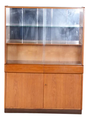 Art Deco Display Cabinet in Oak and Glass, Czech, 1940s