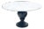 Large White Grey 54" Round Marble Top Heavy Turned Onion Base Dining Table For Sale