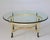 Hollywood Regency Petite Hollywood Regency Style Oval Brass & Glass Coffee Table For Sale - Image 3 of 12