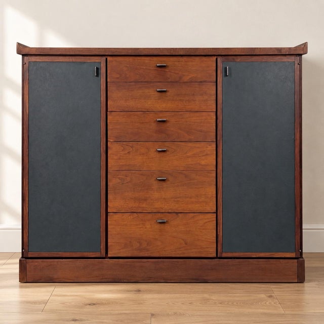 Brown Mid-Century Modern Jack Cartwright for Founders Walnut Pagoda Credenza Dry Bar Cabinet or Chest For Sale - Image 8 of 8