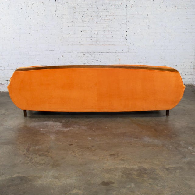Mid 20th Century Mid-20th Century MCM Adrian Pearsall Style Gondola Sofa Orange Velveteen Fabric For Sale - Image 5 of 18
