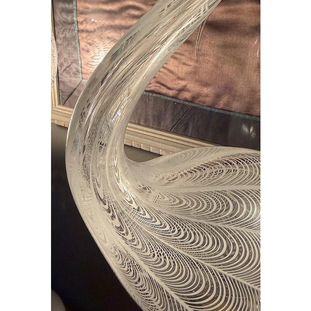 1970s 30" Signed Licio Zanetti Murano Latticino Italian Art Glass Heron Crane Bird Sculpture For Sale In Philadelphia - Image 6 of 12