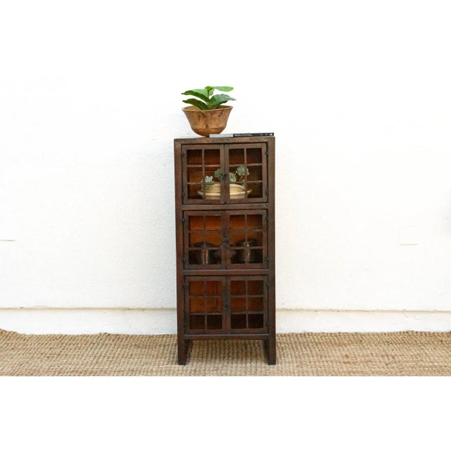 Antique Lattice Doors Slim Kitchen Cabinet For Sale - Image 12 of 12