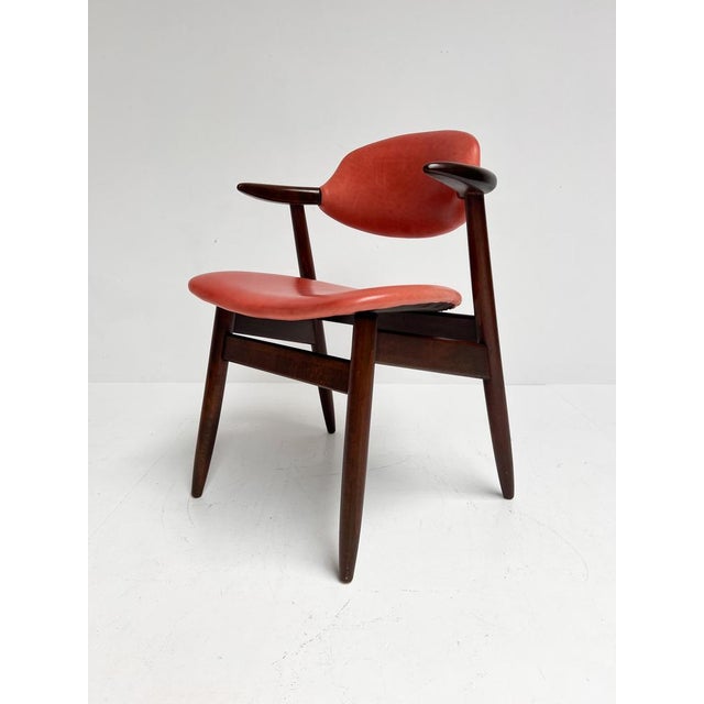 Red Colored Leather Cowhorn Chair, 1970s For Sale - Image 12 of 16