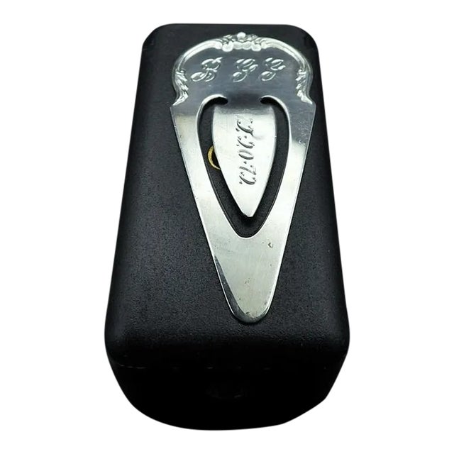 Vintage 1970s S. Kirk & Son Sterling Silver Floral Scrolls Bookmark Clip Monograms For Sale