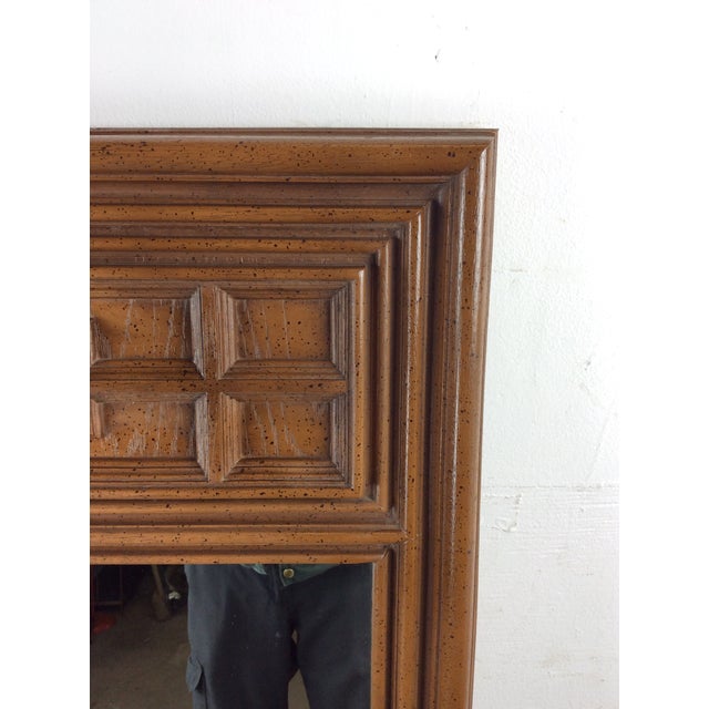 Mid Century Modern Mountable Mirror With Wooden Details at Top For Sale In Philadelphia - Image 6 of 18