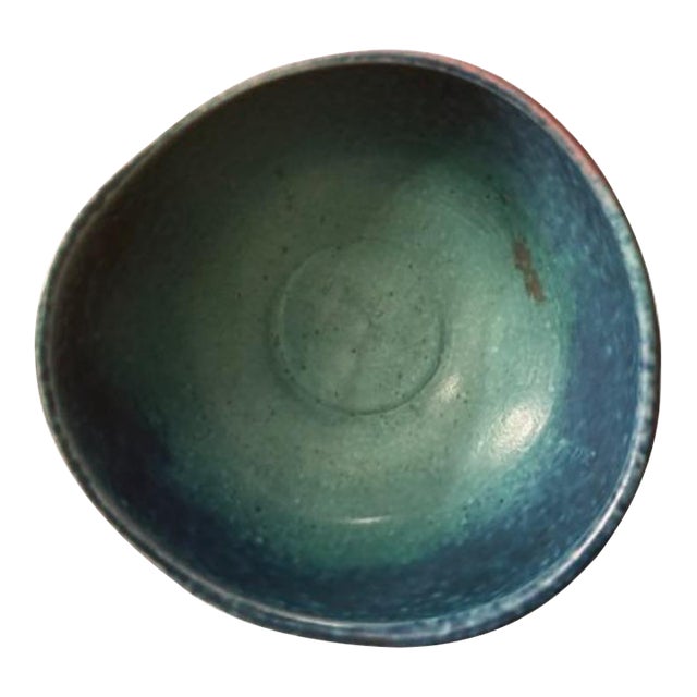 1960s Red and Blue Pottery Bowl For Sale