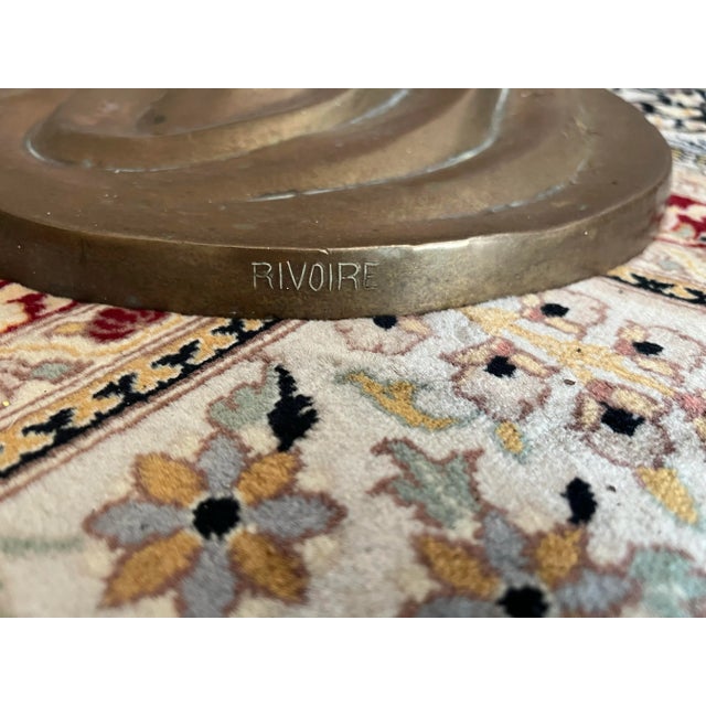 Art Deco Early 20th Century French Bronze Model Statue, Art Deco Woman Signed/ Marked Rivoire For Sale - Image 3 of 8