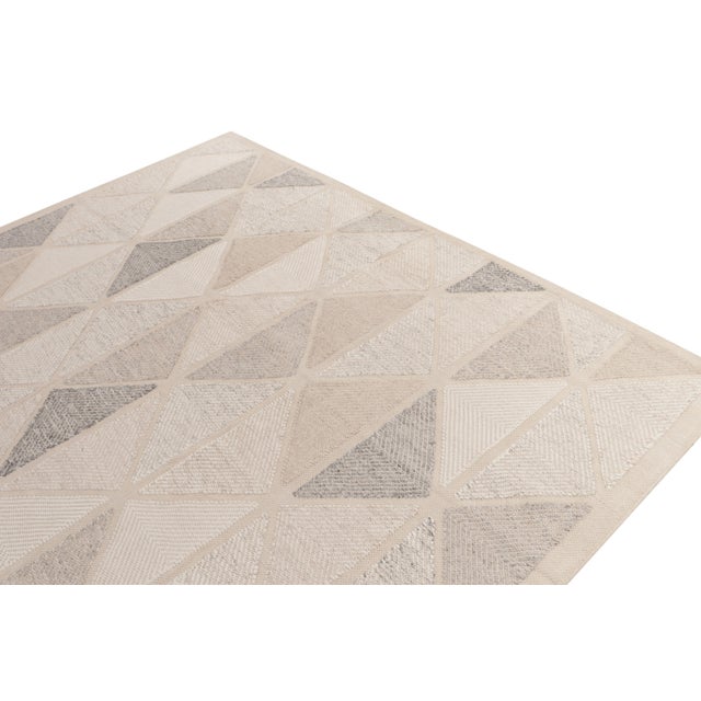 Rug & Kilim Scandinavian Rug in White, Greige Geometric Pattern by Rug & Kilim 3x16 For Sale - Image 4 of 6