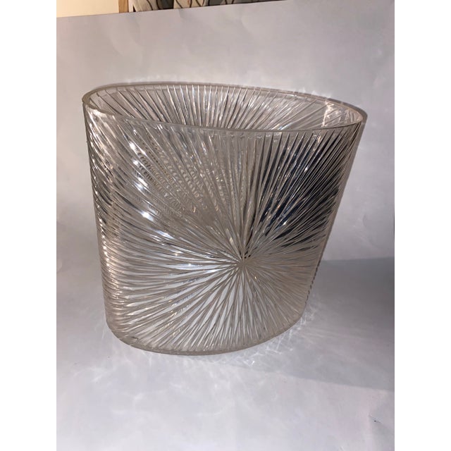 Sally Designs Style Oval Textured Acrylic Waste Basket For Sale - Image 4 of 11