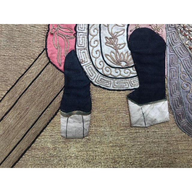 Antique Chinese Pictural Embroidery with Silk and Metal, 1920s For Sale - Image 11 of 17
