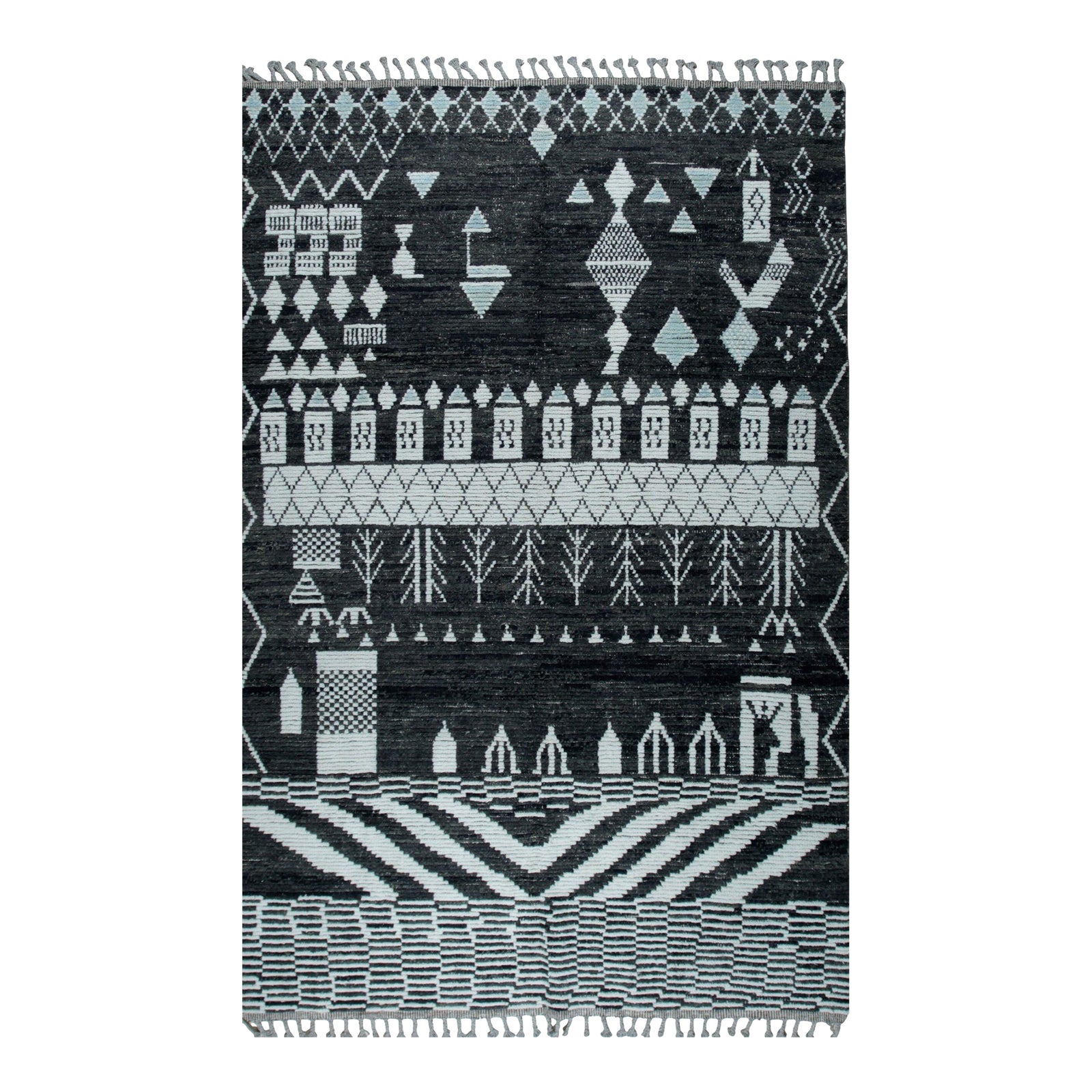 6x9 Bold Tribal Black and Cream Tribal Design Modern Contemporary ...