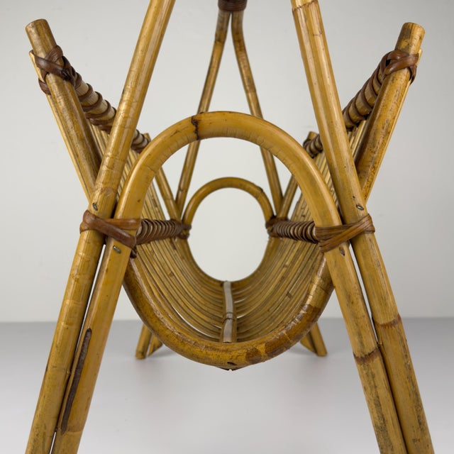 Vintage Bamboo and Vienna Straw Magazine Rack, Italy, 1960s For Sale - Image 12 of 17