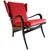 Mid-Century Wingback Armchair in Red Velvet and Blackened Wood, 1950s For Sale - Image 10 of 10