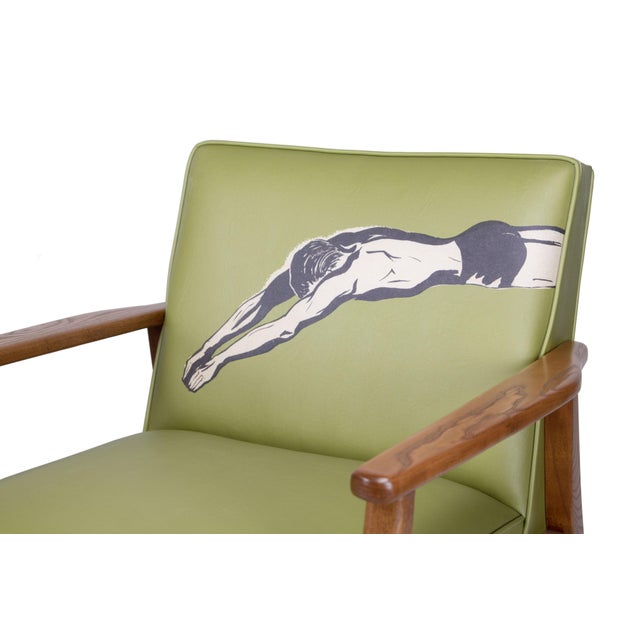 Mid 20th Century Pair of Mid-Century Chairs Featuring Custom Diver Upholstery For Sale - Image 5 of 6