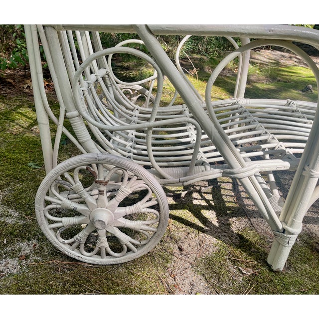 1950s Bamboo Chaise Lounge 1950s White Patio Sunlounger For Sale - Image 5 of 6