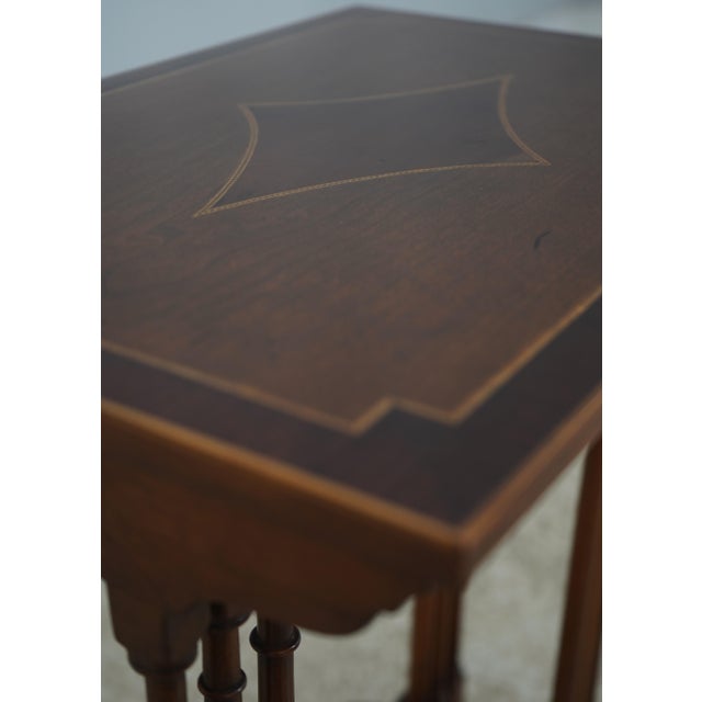 Brown High Quality Inlaid Mahogany Nesting Stack Tables For Sale - Image 8 of 12