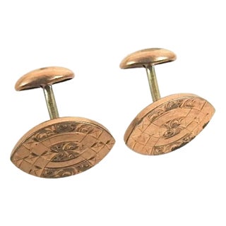 Antique Late 19th Century Gold Fill Engraved Cufflinks For Sale