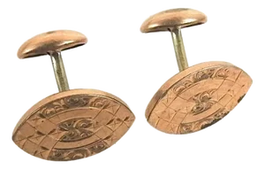 Antique Late 19th Century Gold Fill Engraved Cufflinks