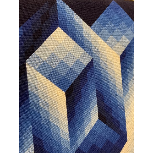 Vintage Victor Vasarely Op Art Geometric Needlepoint Framed For Sale - Image 12 of 12