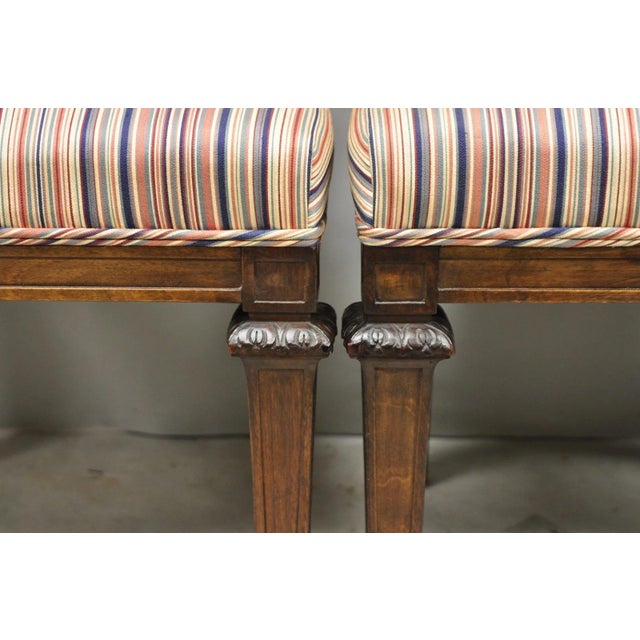 Pink Vintage French Country Provincial Style Carved Walnut Dining Side Chair Set of 4 For Sale - Image 8 of 15