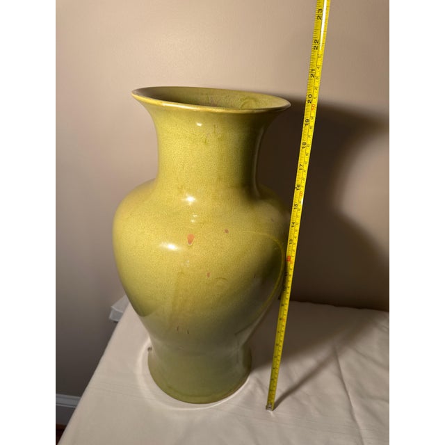 2010s Large Contemporary Emissary Home & Garden Chartreuse Yellow-Green Glazed Ceramic Baluster Vase - 20" H For Sale - Image 5 of 5