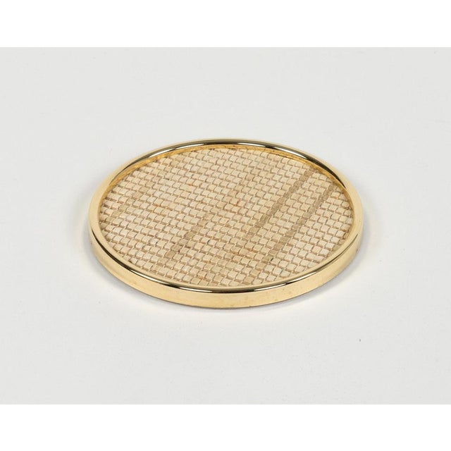 Mid-Century Modern Barware Coasters in Brass and Rope, Italy, 1970s, Set of 8 For Sale - Image 11 of 14