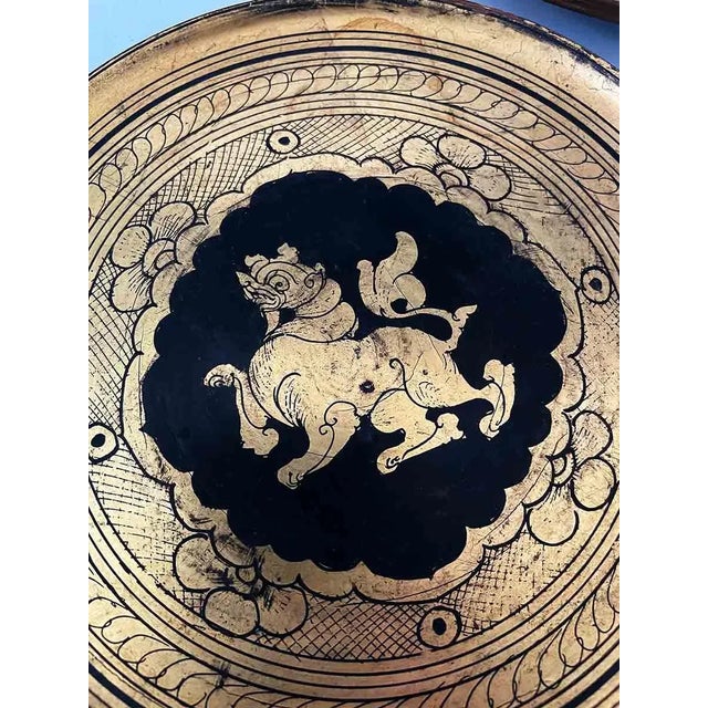 Asian Antique Decorative Wooden Plates - Collection of Three For Sale - Image 3 of 7