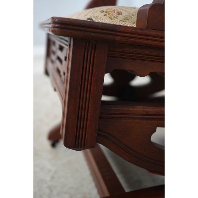 F. Mohr & Co Eastlake Victorian Walnut Rocking Chair Rocker Glider For Sale - Image 13 of 18