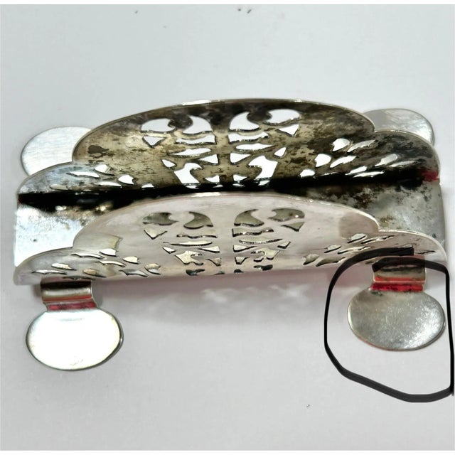 1950s English Silverplate Pierced Napkin Holder For Sale - Image 10 of 10