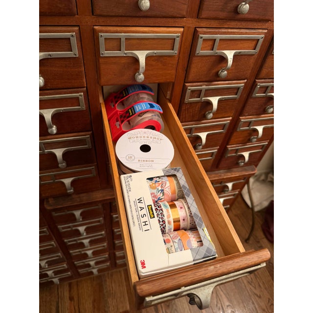 American Vintage Library Card Catalog Cabinet For Sale - Image 3 of 4