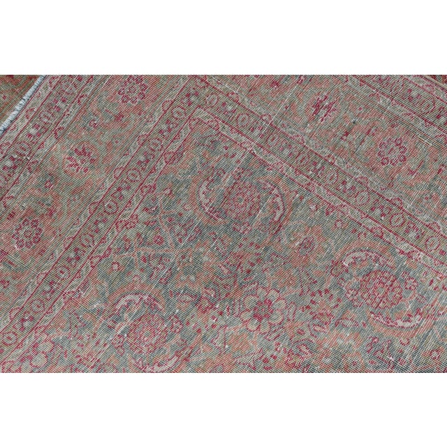 Antique Persian Tabriz Rug With All-Over Design in Light Green, Pink, and Red For Sale - Image 11 of 11