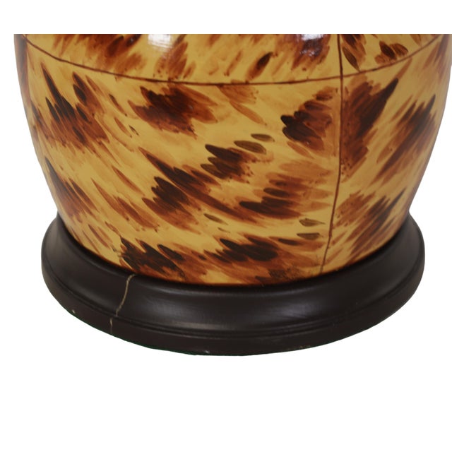 Early 21st-Century Hand-Painted Tortoiseshell-Patterned Art Ceramic Table Lamps For Sale In New York - Image 6 of 7