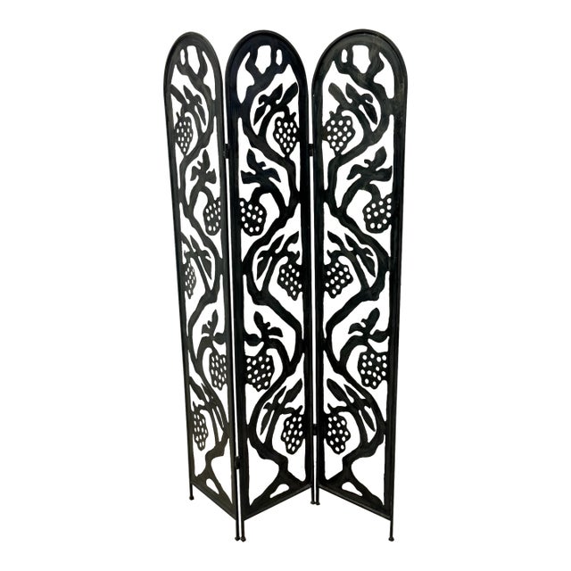 Mid-Century Three Panel Faux Bronze Finish Screen or Room Divider, 1970s For Sale