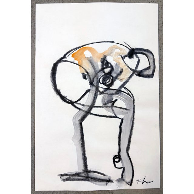 Drawing from the model - Gestural study of the beauty of a woman sitting posing. Watercolor and charcoal on paper. 12 x 18...