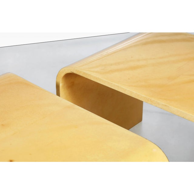Wood Vintage Italian Modern Goatskin Waterfall Nesting Tables by Aldo Tura, 1970s For Sale - Image 7 of 12