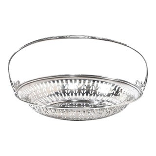Art Deco Sterling Silver Basket W/ Cutout Detailing & Handle Signed J E Caldwell For Sale