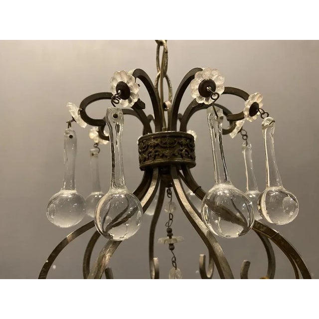 Vintage Italian Light Pendant with Murano Glass Drops For Sale - Image 6 of 13