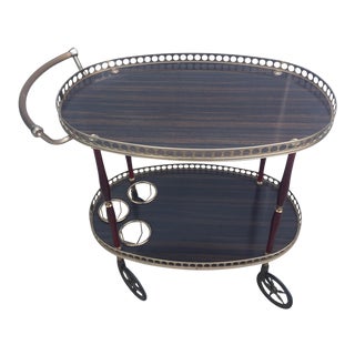 Silver Handle Bar Cart For Sale
