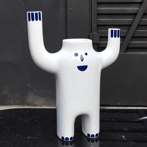 Contemporary Small White Glazed Happy Susto Vase from Jaime Hayon For Sale - Image 3 of 8