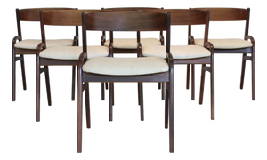 Vintage Danish Scandinavian Rosewood Chairs, Set of 6