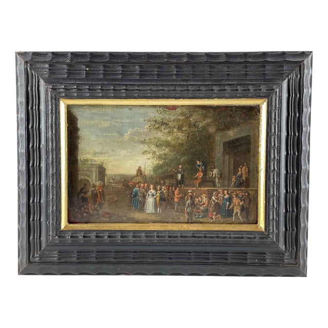 Flemish Artist, Landscape Composition, 1600s, Oil on Copper, Framed For Sale