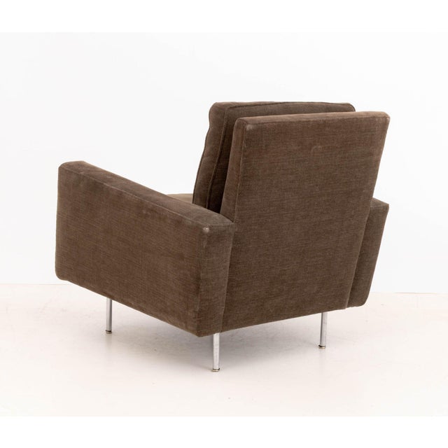 Metal Mid-Century Modern Chenille Upholstered Easy Chair For Sale - Image 7 of 7