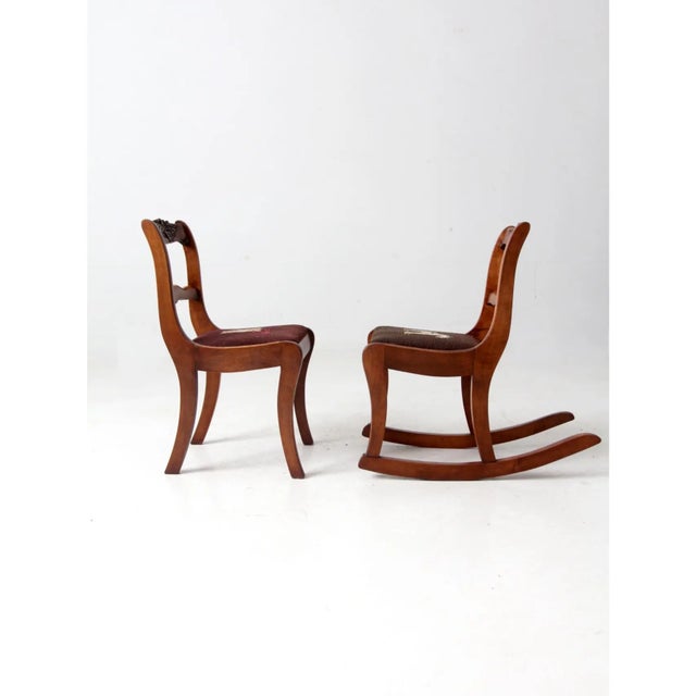 Vintage Kid's Chairs With Needlepoint Seats Pair For Sale - Image 4 of 12